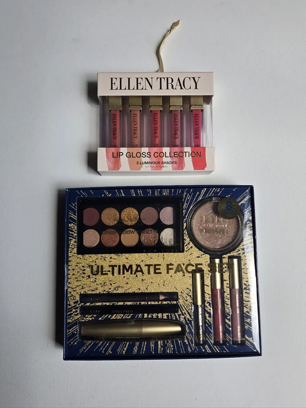 NIB- Nicole Miller Ultimate Face Set - Shimmer Bronze & Warm Rose W Gloss Set